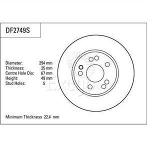 Disc Brake Rotor 294mm x 22.4 Min