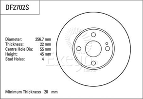 Disc Brake Rotor 257mm x 20 Min