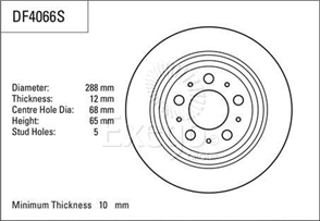 Disc Brake Rotor 288mm x 10 Min