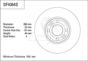 Disc Brake Rotor 260mm x 19.8 Min