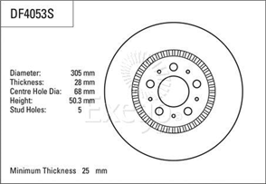 Disc Brake Rotor 305mm x 25 Min