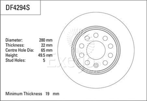 Disc Brake Rotor 280mm x 19 Min