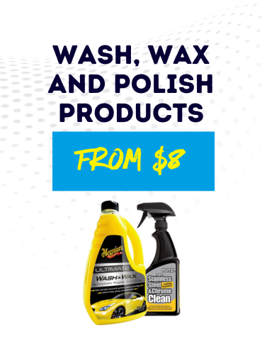 Wash, wax and polish products from $8