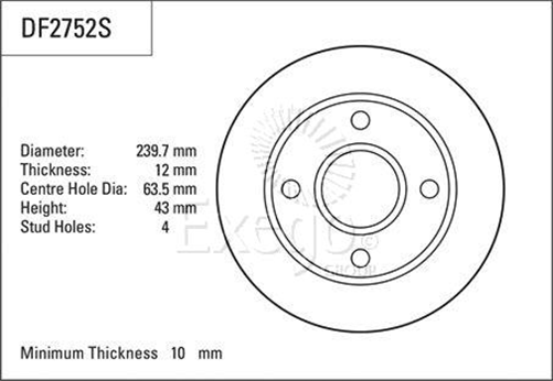 Disc Brake Rotor 239mm x 10 Min