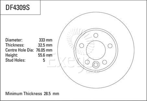 Disc Brake Rotor 330mm 28.5 Min