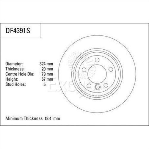 Disc Brake Rotor 324mm x 18.4 Min