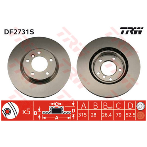Disc Brake Rotor 315mm x 26.4 Min