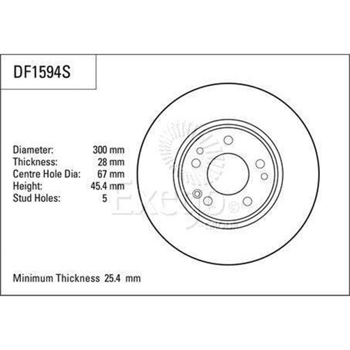 Disc Brake Rotor 300mm x 25.4 Min
