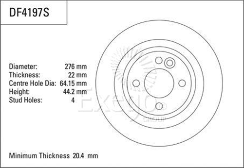 Disc Brake Rotor 275.8mm x 20.4 Min