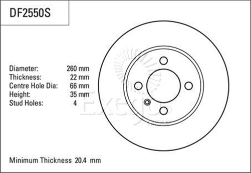 Disc Brake Rotor 260mm x 20.4 min