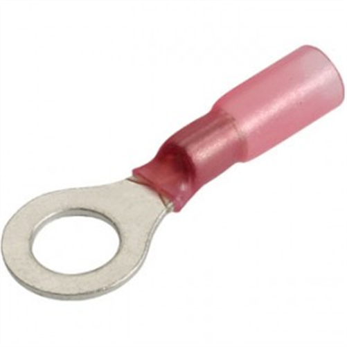 Crimp Terminal Ring Red ID 6.3mm Heat Shrinkable 50 Pce