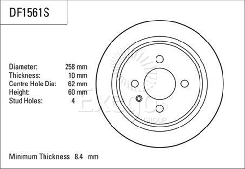 Disc Brake Rotor Solid 258mm x 8.4 min