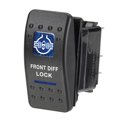 Sealed Rocker Switch Off/On SPDT 12V Blue Illuminated Front Diff Lock