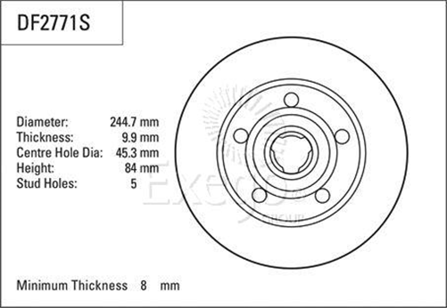 Disc Brake Rotor 245mm x 8 Min