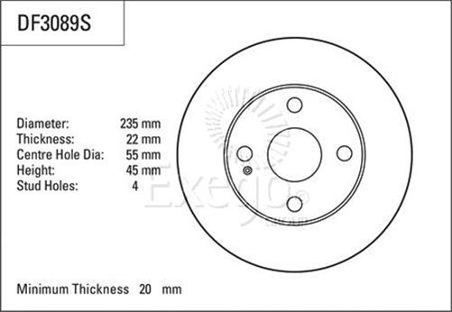 Disc Brake Rotor 235mm x 20 Min
