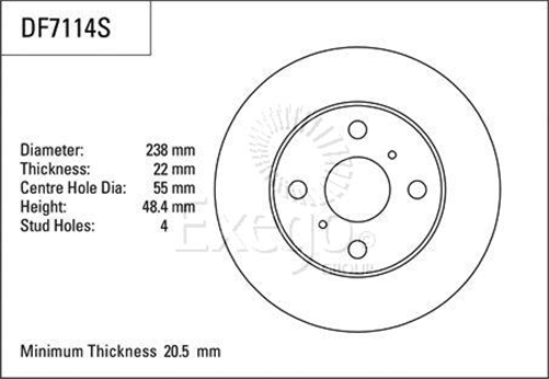 Disc Brake Rotor 238mm x 20.5 Min
