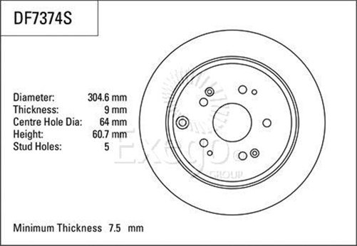 Disc Brake Rotor 305mm x 7.5 Min