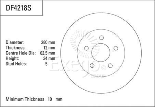 Disc Brake Rotor 279.8mm x 10 Min