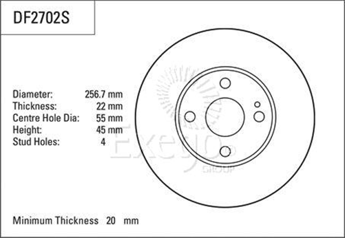 Disc Brake Rotor 257mm x 20 Min