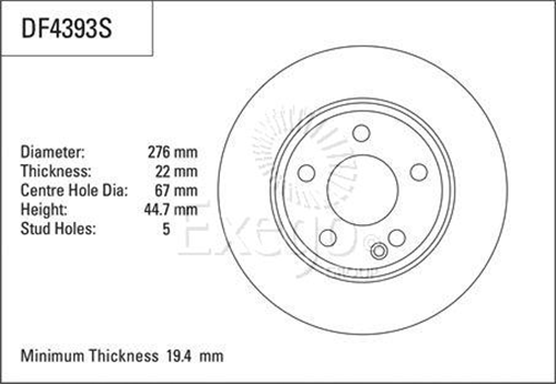 Disc Brake Rotor 276mm x 19.4 Min