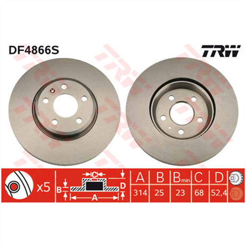Disc Brake Rotor 314mm x 23 Min