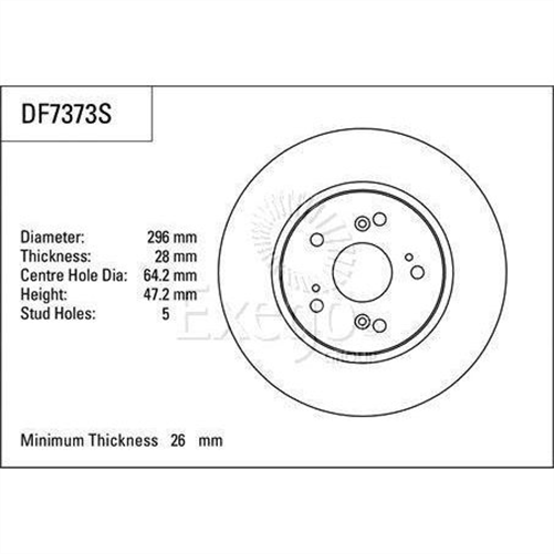 Disc Brake Rotor 296mm x 26 Min