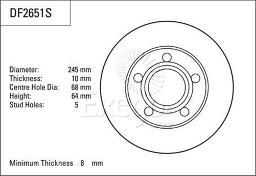 Disc Brake Rotor 245mm x 8 Min
