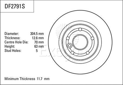 Disc Brake Rotor 304mm x 11.7 Min