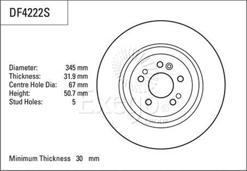 Disc Brake Rotor 345mm x 30 Min