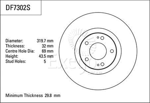 Disc Brake Rotor 319.7mm x 29.8 min