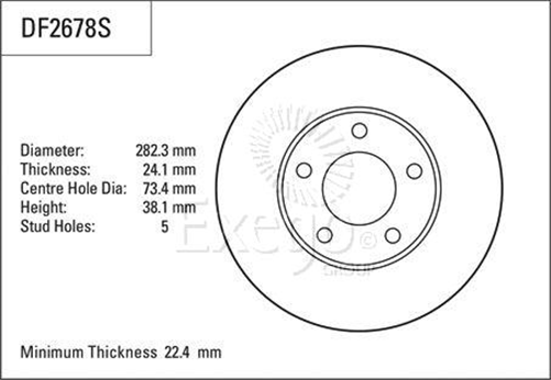 Disc Brake Rotor 282mm x 22.4 Min