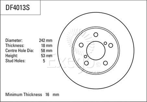 Disc Brake Rotor 242mm x 16 Min