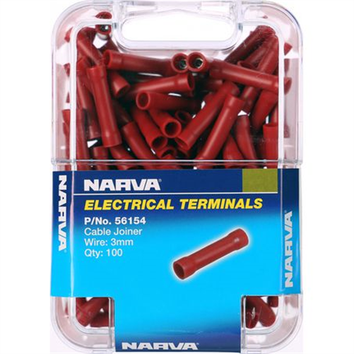 Crimp Terminal Cable Joiner Red 2.5 - 3mm Vinyl 100 Pce