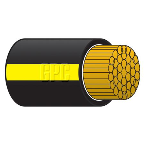 2mm Single Core Automotive Cable Black With Yellow Trace 50M