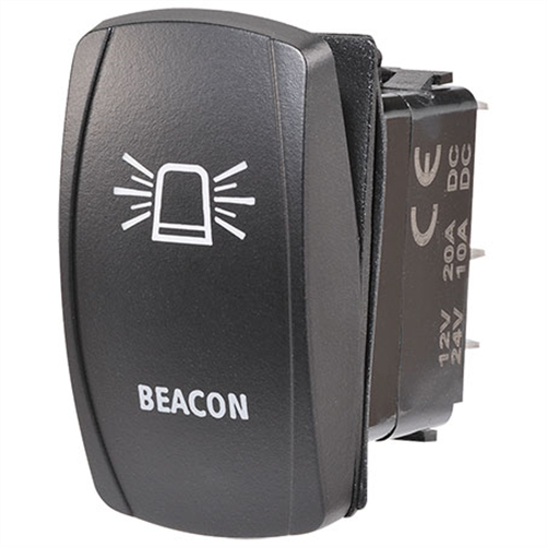 Sealed Rocker Switch Off/On SPDT 12V/24V Amber LED Illuminated Beacon