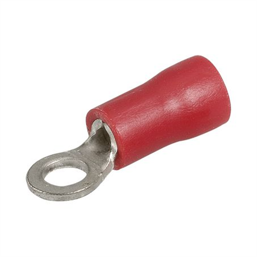 Crimp Terminal Ring Red Insulated 3mm - 25 Pce