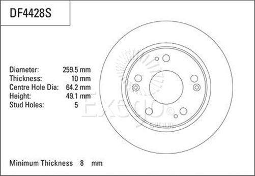Disc Brake Rotor 260mm x 8 Min