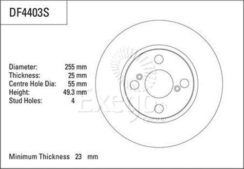 Disc Brake Rotor 254.8mm x 23 Min