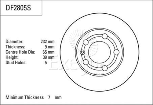 Disc Brake Rotor 230mm x 7 Min