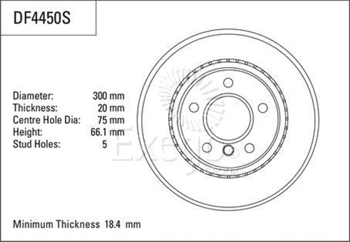 Disc Brake Rotor 300mm x 18.4 Min