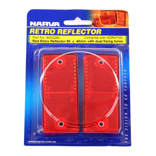 Reflector Rectangle Red 40 x 90mm - 2 Pce