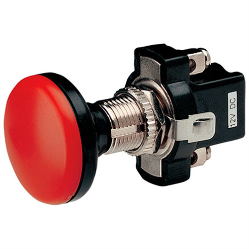 Push/Pull Switch Off/On SPST Illuminated Red (Contacts Rated 10A @ 12V