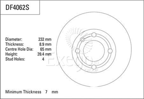 Disc Brake Rotor 232mm x 7 Min