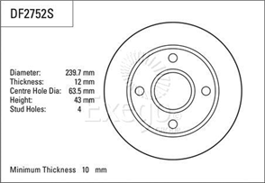 Disc Brake Rotor 239mm x 10 Min