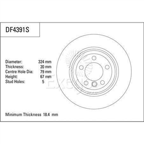 Disc Brake Rotor 324mm x 18.4 Min