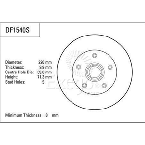 Disc Brake Rotor 226mm x 8 Min