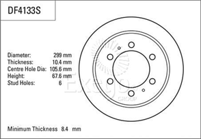 Disc Brake Rotor 299mm x 8.4 Min