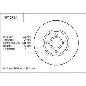 Disc Brake Rotor 278mm x 22.2 Min