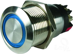Push Button Switch On/Off SPST 12V Blue Illuminated (Contacts Rated 5A