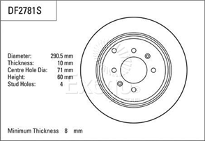 Disc Brake Rotor 290mm x 8 Min